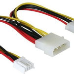 Cablu alimentare Molex 4 pini T la Molex 4 pini M + 3,5 inch FDD, 82111, Delock