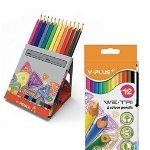 Creioane colorate, cutie tip suport, 12 culori/set, PIGNA Y-Plus+