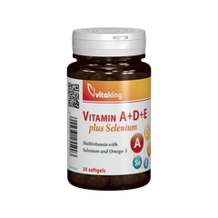 Vitamina A+D+E cu seleniu si Omega-3 - 30 capsule gelatinoase, Vitaking