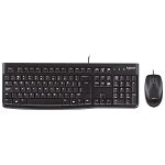 Kit tastatura si mouse cu fir LOGITECH MK120, USB, Layout US INT, negru