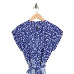 Imbracaminte Femei BOHO ME Floral Tie Waist Cover-Up Kimono Top Blue