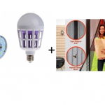 Plasa magnetica anti-insecte + Bec 2 in 1 cu lampa UV impotriva insectelor, Online Smart Buy