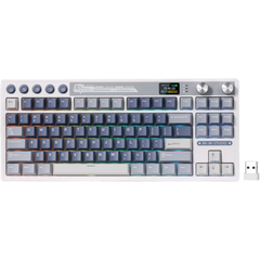 Tastatura Gaming Royal Kludge RK-M87, Cream Switch, iluminare RGB, Wired, Wireless 2.4Ghz, Bluetooth (Albastru/Gri)