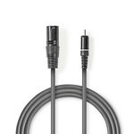 Cablu audio XLR-RCA tip XLR 3 pini tata - RCA tata 1.5m Gri NEDIS