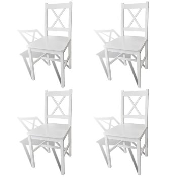 Set scaune de bucatarie vidaXL, 4 buc., alb, lemn de pin, 41,5 x 45,5 x 85,5 cm, 13.55 kg