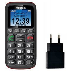 Telefon Mobil MM428L Dual Sim + Adaptor Priza 10W Negru, MaxCom