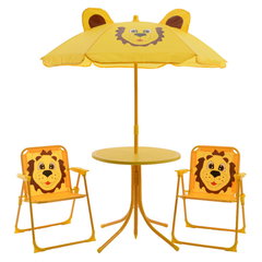 Set mobilier copii, model leu, plastic, 4 piese, galben Set mobilier copii, model leu, plastic, 4 piese, galben