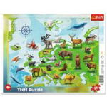 Puzzle harta Europei cu animale, 25 piese, 
