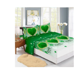 Husa de pat Finet + 2 fete de perna, pentru saltea de 160x200 cm, inimi verzi