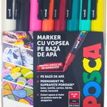 Set Marker acrilic PC-3M Fine, 8 bucati, Posca