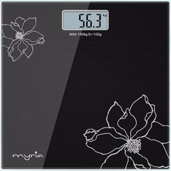Cantar corporal MYRIA MY4805BK, 150kg, electronic, sticla securizata, negru