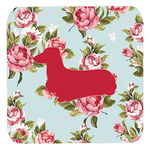 Caroline`s Treasures Dachshund Shabby Chic Blue Roses Foam Coaster Set de 4, Albastru Multi 3 1/2 x 3 1/2, 