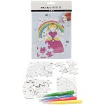 Set puzzle de colorat cu 30 de piese și 4 carioci colorate - Prințesă, edituradiana.ro