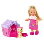 Papusa Simba Evi Love Dog House 12 cm cu figurina si accesorii, Simba