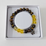 Brățară Amethyst Tiger Eye & Citrine, din pietre semiprețioase si charm elefant, in cutie cadou, 