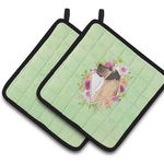 Caroline`s Treasures Carolines Comorile CK4394PTHD Fawn Great Dane Green Flowers Pereche de pot holder Mltcl 7.5HX7.5W, 