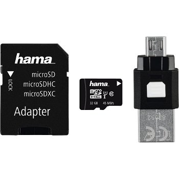 Card de memorie Hama 123939 microSDHC, 32GB, Clasa 10 + Adaptor + microUSB