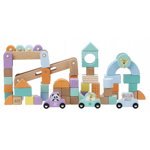Set cuburi constructii si mașinute din lemn pentru copii Sun Baby, Organicsfood