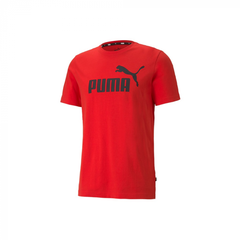 Puma, Tricou de bumbac cu imprimeu logo Essential, Rosu, XS