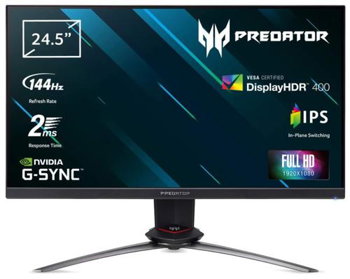 Monitor Gaming LED IPS Acer Predator 24.5", Full HD, 2ms, 144Hz, G-Sync, HDMI, DP, HDMI, USB Hub 3.0x4, XB253QGPbmiiprzx