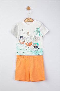Set tricou de vara cu pantalonasi pentru bebelusi swim, tongs baby (marime: 12-18 luni, culoare: somon), BabyJem