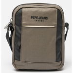 Pepe Jeans London, Geana crossbody cu aplicatie logo Dortmund, Negru, Gri inchis