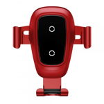 Suport Incarcator Auto Baseus Metalic Quick Charge Wireless Qi Pentru iPhone ,samsung ,huawei ,xiaomi ,rosu