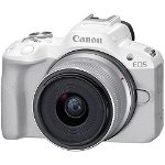 Aparat foto Mirrorless Canon EOS R50, 24.2MP, 4K + Obiectiv 18-45mm (Alb), Canon