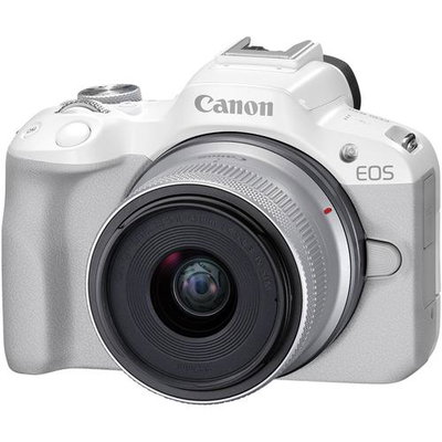 Aparat foto Mirrorless Canon EOS R50, 24.2MP, 4K + Obiectiv 18-45mm, Alb