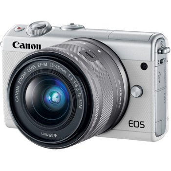 Kit aparat foto Canon EOS M100 ( cu obiectiv (15-45mm IS STM ), alb