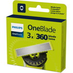 Rezerva OneBlade 360, QP430/50, otel inoxidabil, umed si uscat, kit 3 lame,compatibil cu Philips OneBlade si OneBladePro, Verde, Philips