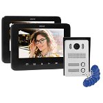 Videointerfon pentru doua familii INDI MULTI N ORNO OR-VID-VP-1071/B Color Monitor Ultra-Plat LCD 7 inch Negru Gri