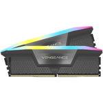 Memorie Corsair VENGEANCE AMD EXPO 2x32GB, DDR5, 5600MT/s, CL 30, RGB, Grey Heatspreader, Black PCB, 1.4V, Corsair