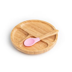 Set farfurie si lingurita din bambus, Roz, Oaki, Oaki