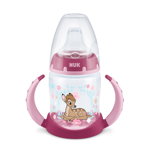Biberon cu toarte Disney Bambi First Choice Nuk, 150 ml, polipropilena, tetina silicon, 6-18 luni, Roz