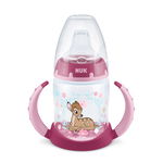 Biberon cu toarte Disney Bambi First Choice Nuk, 150 ml, polipropilena, tetina silicon, 6-18 luni, Roz