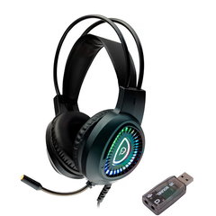 spacer CASTI gaming Spacer RGB, cu fir, standard, utilizare gaming, microfon pe brat, conectare prin adaptor USB 2.0 sau Jack 3.5 mm x 2, iluminare RGB, negru, spacer