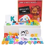 Puzzle Karemi, joc de ortografie, joc educativ cu exersarea literelor si cuvintelor, invatare limba engleza, K01B-10148, Karemi