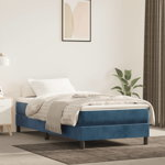 vidaXL Saltea de pat cu arcuri, albastru închis, 90x200x20 cm, catifea, vidaXL