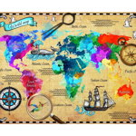 Puzzle Bluebird - Colorful World Map, 2.000 piese (70001), Bluebird