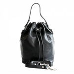 Geanta dama tip sac din piele naturala vachetta, neagra, P134, 