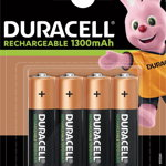Baterii reincarcabile Duracell AA/LR6, 1300 mAh; 4 bucati, Duracell