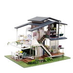 Kit DIY de Casa Miniatura din Lemn cu Mobilier - Constructie in Stil Francez cu Accesorii si LED, toy