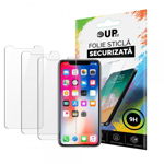 Set Upzz Pro Folie Sticla Securizata 9h iPhone X/xs 3 Bucati In Pachet Transparente