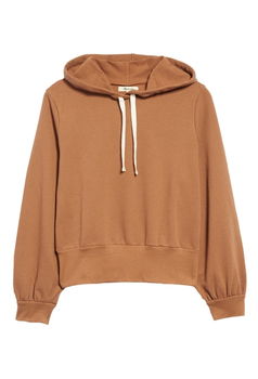 Imbracaminte Femei Madewell Bubble Sleeve Crop Pullover Hoodie WARM HICKORY