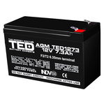 acumulator 12v stationar vrla, dimensiuni 151 x 65 x 95 mm, baterie 12v 7.3ah f2, ted electric ted003249, TED Electric