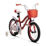 Bicicleta Copii Rich Baby R1408A, roti 14inch, frana C-Brake, roti ajutatoare cu LED (Rosu/Alb), Rich Baby