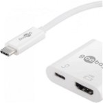Adaptor multiport USB-C la HDMI 0.145m alb, Goobay, Power Delivery, Goobay