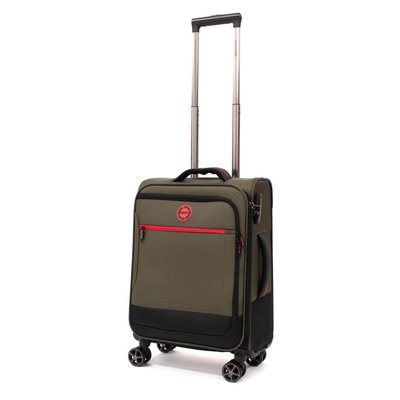 Troler Ella Icon Shadow cu 4 roti duble, Textil, 55x36x21 cm,Kaki