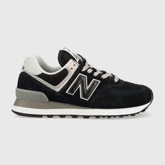 New Balance, Pantofi sport cu garnituri de piele intoarsa 574, Negru, 6.5 New Balance, Pantofi sport cu garnituri de piele intoarsa 574, Negru, 6.5